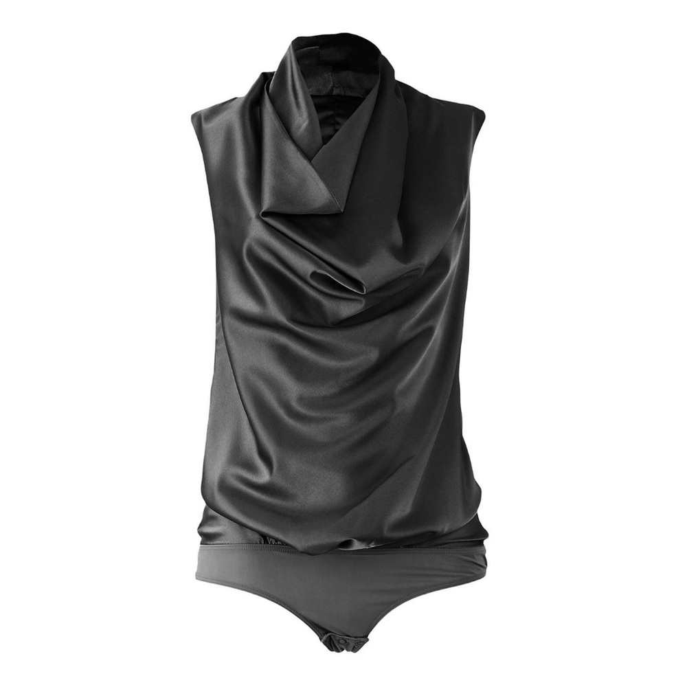 Italian Luxury Brand Elegant Black Women's Bodysuit